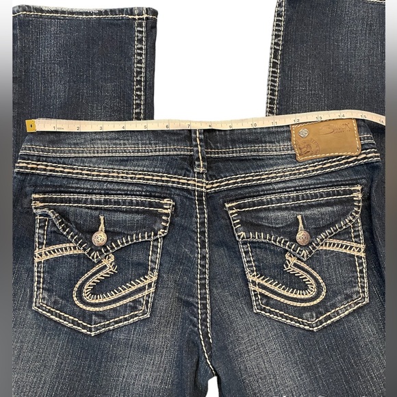 Silvers Berkley Flap Jeans EUC Button Pockets Dark Denim - Picture 12 of 12